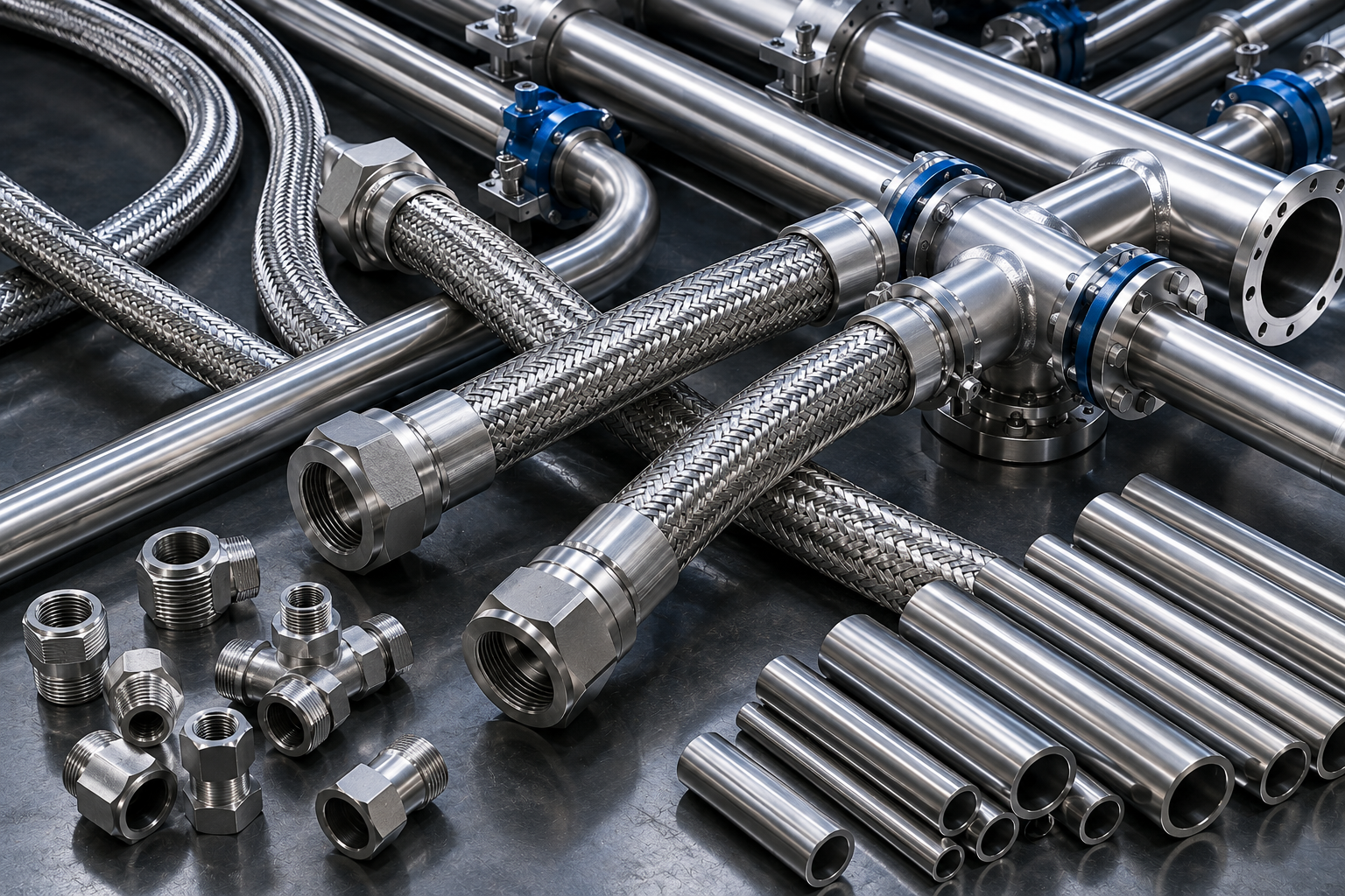 Flexible steel piping and hoses